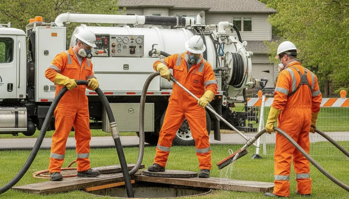 Marietta, GA plumber cleaning septic tank for reliable home sewer maintenance