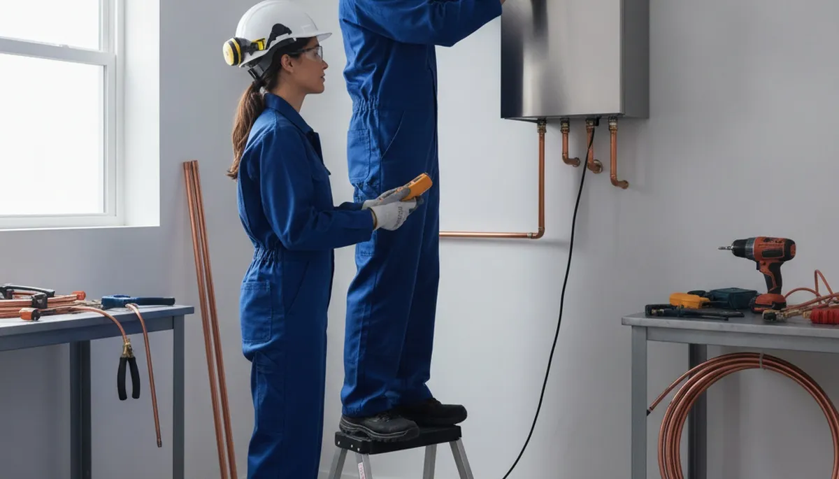 Tankless water heater installed by Marietta, GA plumbers for efficient hot water service