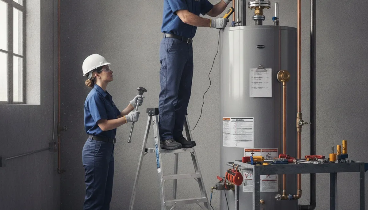 Water heater repair plumber servicing a Marietta, GA home with fast emergency plumbing service